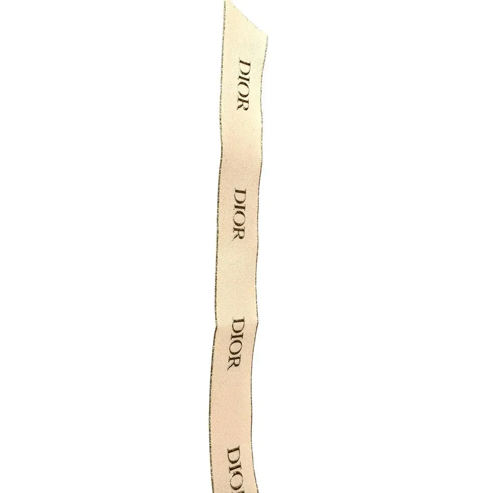 Dior Special Edition Logo Ribbon 39” Beige Gold Authentic Gift Packaging